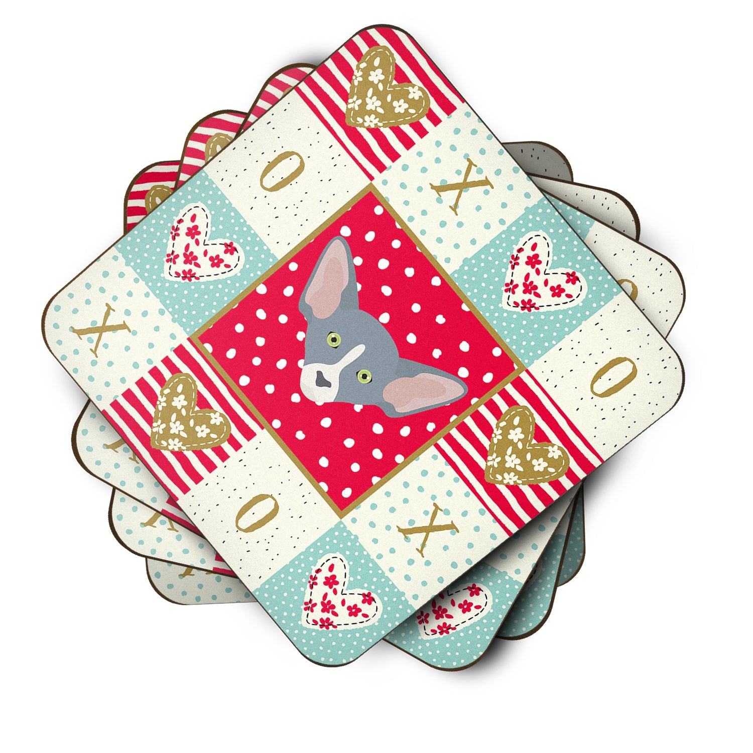 Peterbald Cat Love Foam Coasters Set of 4 Cup Coasters for Indoor Outdoor, Tabletop Protection, Anti Slip, Mouse pad Material