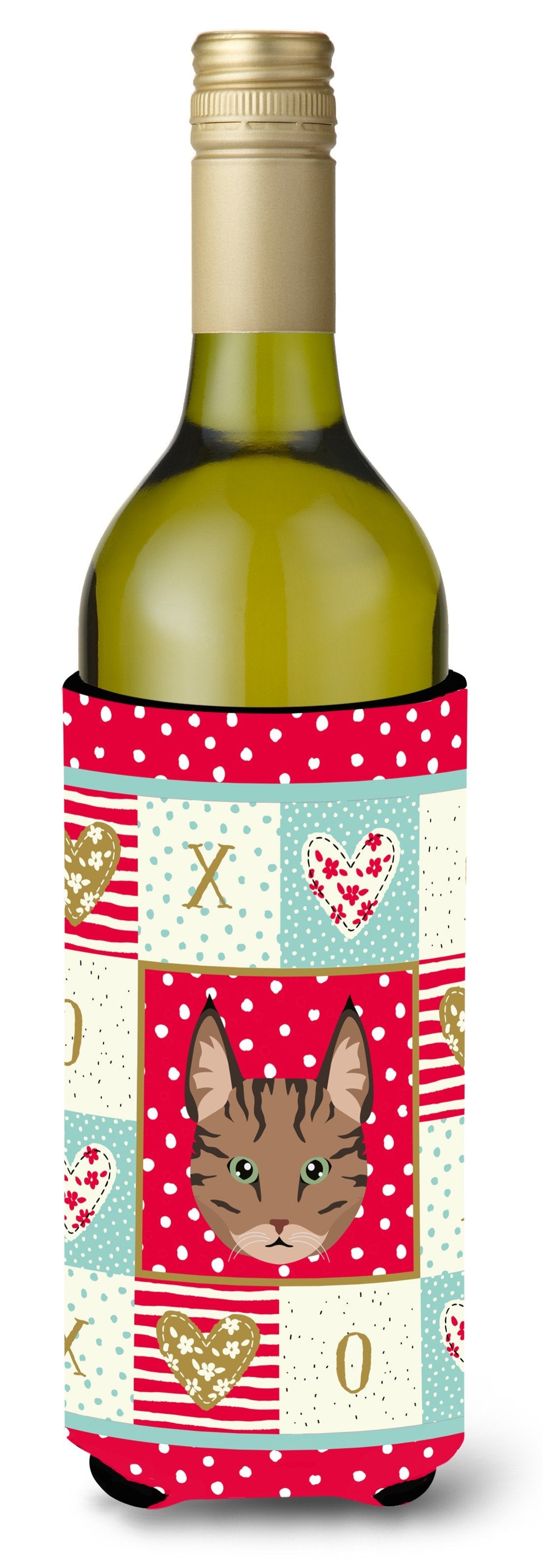 Pixie Bob Cat Love Wine Bottle Hugger Gift Sleeve for Standard 750 ml Bottles, Insulated Reusable Also Fits Mini Shot & Pint Bottles