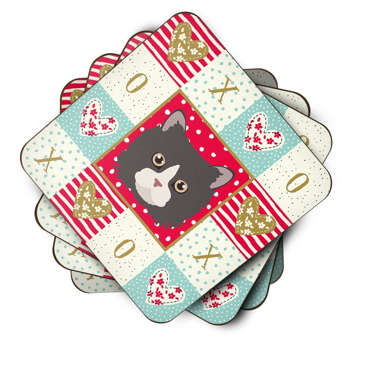 Poodle Cat Love Foam Coasters Set of 4 Cup Coasters for Indoor Outdoor, Tabletop Protection, Anti Slip, Mouse pad Material