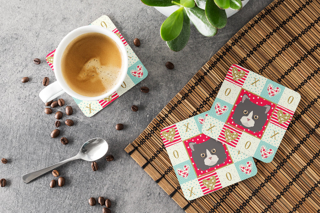 Poodle Cat Love Foam Coasters Set of 4 Cup Coasters for Indoor Outdoor, Tabletop Protection, Anti Slip, Mouse pad Material
