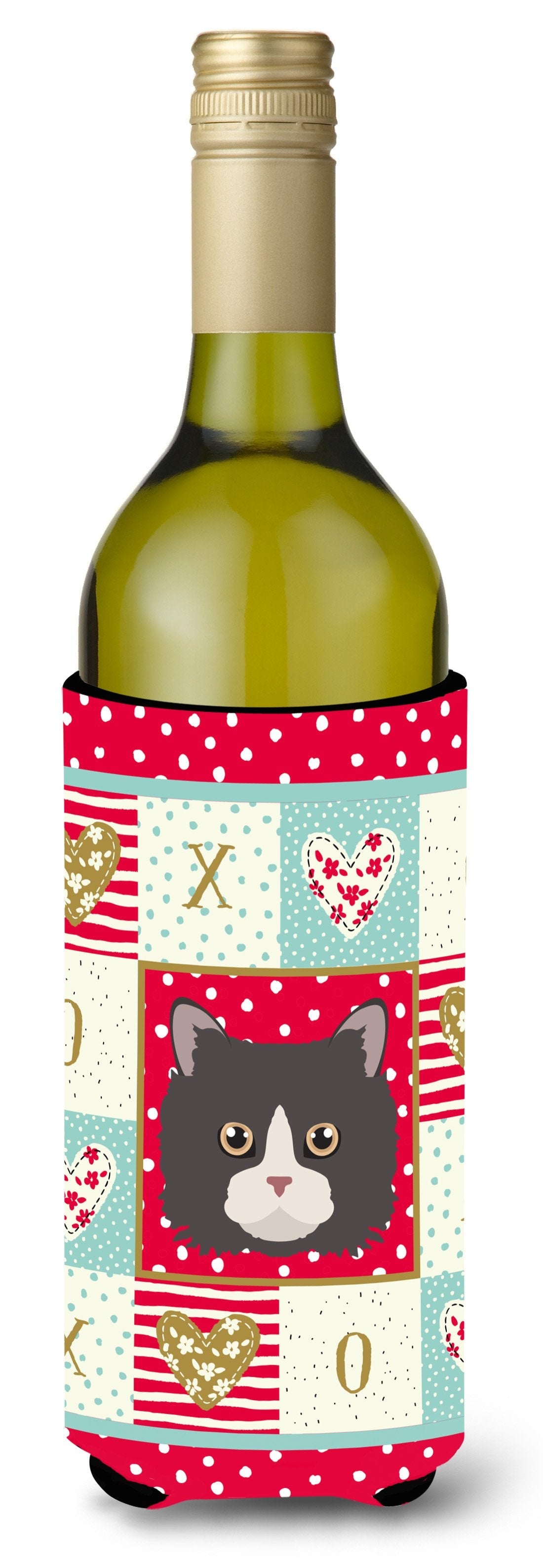 Poodle Cat Love Wine Bottle Hugger Gift Sleeve for Standard 750 ml Bottles, Insulated Reusable Also Fits Mini Shot & Pint Bottles