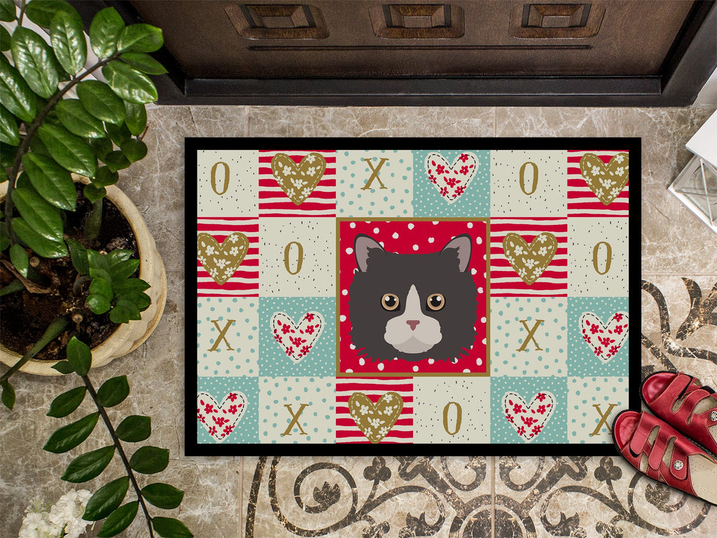 Poodle Cat Love Doormat Indoor Outdoor 18H X 27W Front Door Mat Rugs for Entryway, Non Slip Washable