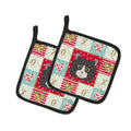 Poodle Cat Love Pot Holder Set of 2 Heat Resistant Quilted Hot Pads 7.5 x 7.5 Inch, Insulated Kitchen Trivets for Cooking & Baking