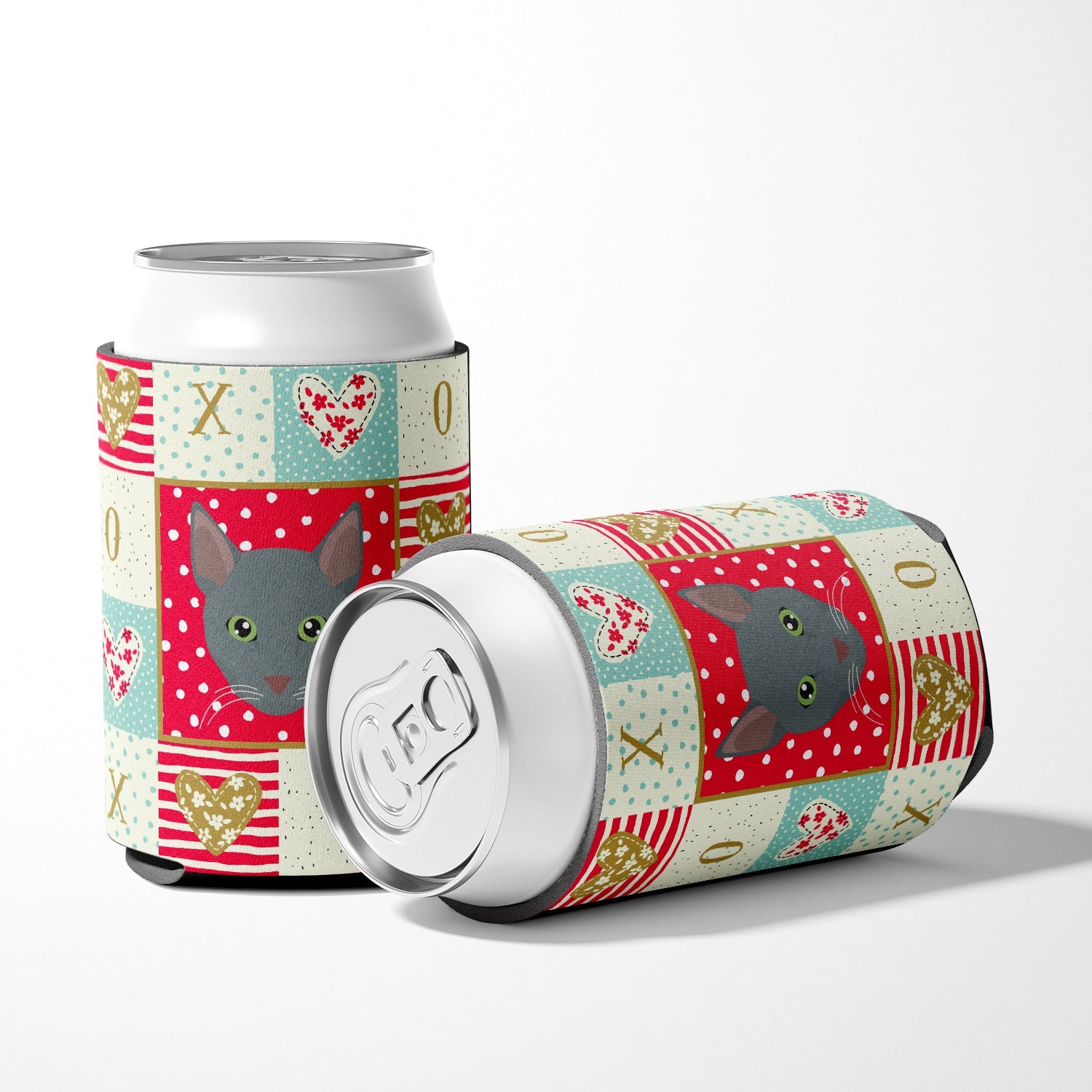 Raas Cat Love Can or Bottle Hugger Cooler Sleeve for Standard 12 oz Cans, Insulated Foam Beer & Soda Can Hugger Reusable