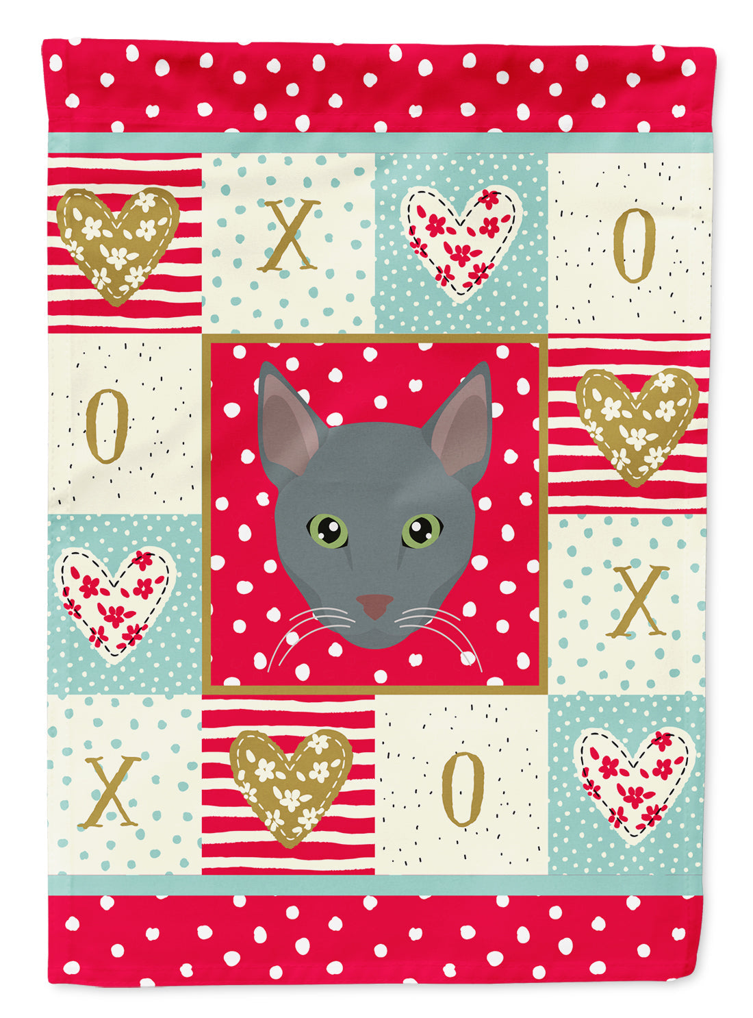 Raas Cat Love House Flag 28x40 Porch Sleeve Pole Decorative Outside Yard Banner Artwork Wall Hanging, Polyester