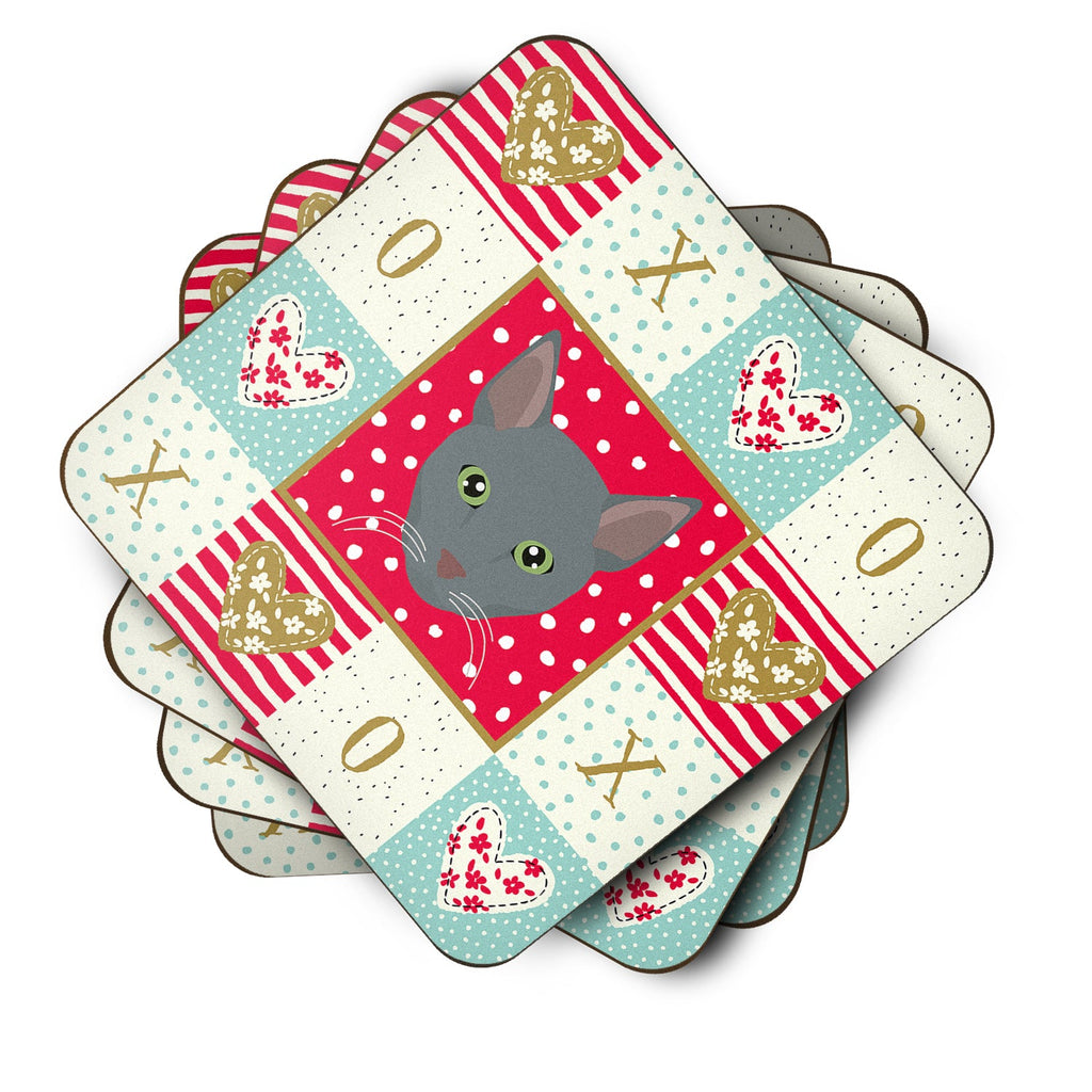 Raas Cat Love Foam Coasters Set of 4 Cup Coasters for Indoor Outdoor, Tabletop Protection, Anti Slip, Mouse pad Material