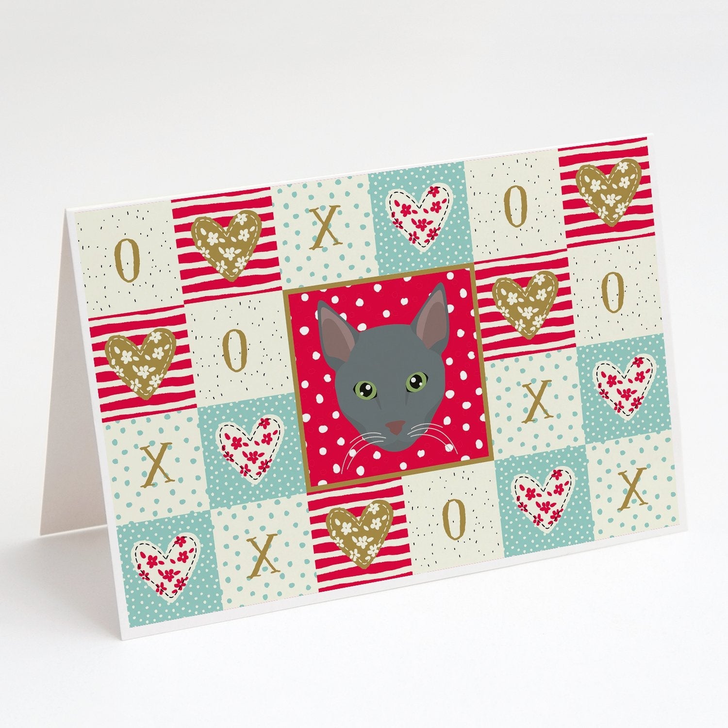 Raas Cat Love Greeting Cards Pack of 8 Blank Cards with Envelopes Whimsical A7 Size 5x7