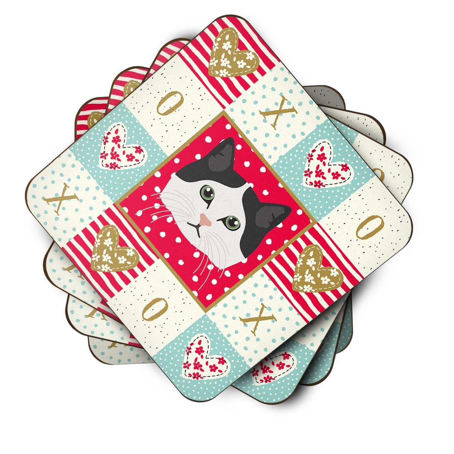 Ragamuffin Cat Love Foam Coasters Set of 4 Cup Coasters for Indoor Outdoor, Tabletop Protection, Anti Slip, Mouse pad Material
