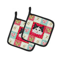 Ragamuffin Cat Love Pot Holder Set of 2 Heat Resistant Quilted Hot Pads 7.5 x 7.5 Inch, Insulated Kitchen Trivets for Cooking & Baking