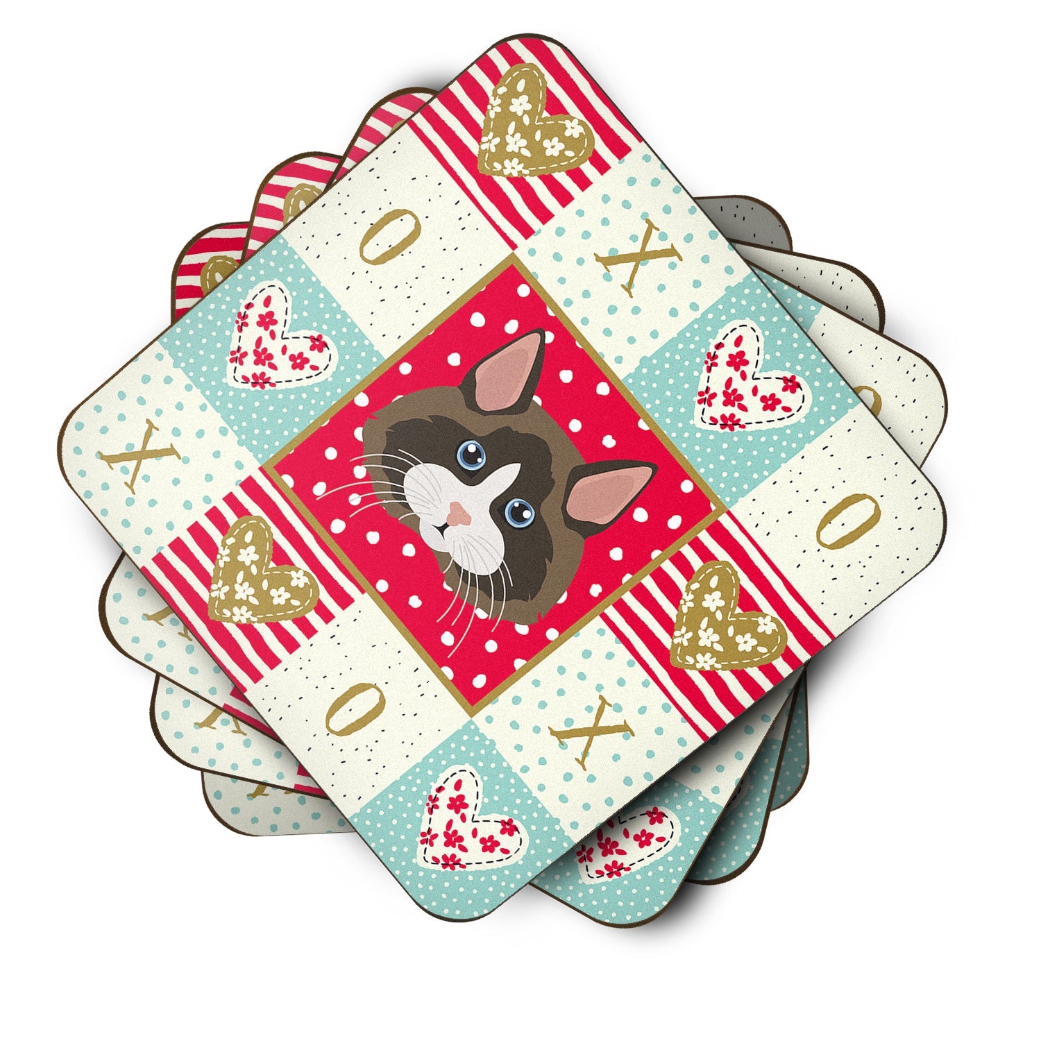 Ragdoll Cat Love Foam Coasters Set of 4 Cup Coasters for Indoor Outdoor, Tabletop Protection, Anti Slip, Mouse pad Material