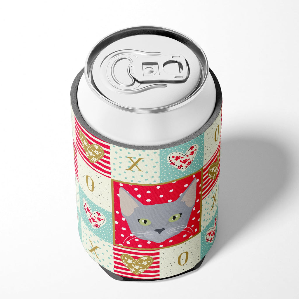 Russian Blue Cat Love Can or Bottle Hugger Cooler Sleeve for Standard 12 oz Cans, Insulated Foam Beer & Soda Can Hugger Reusable