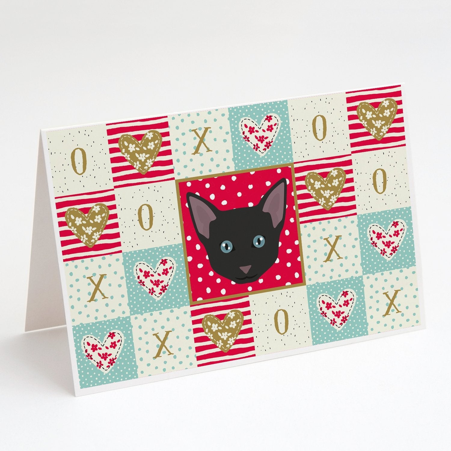 Russian White Black Cat Love Greeting Cards Pack of 8 Blank Cards with Envelopes Whimsical A7 Size 5x7