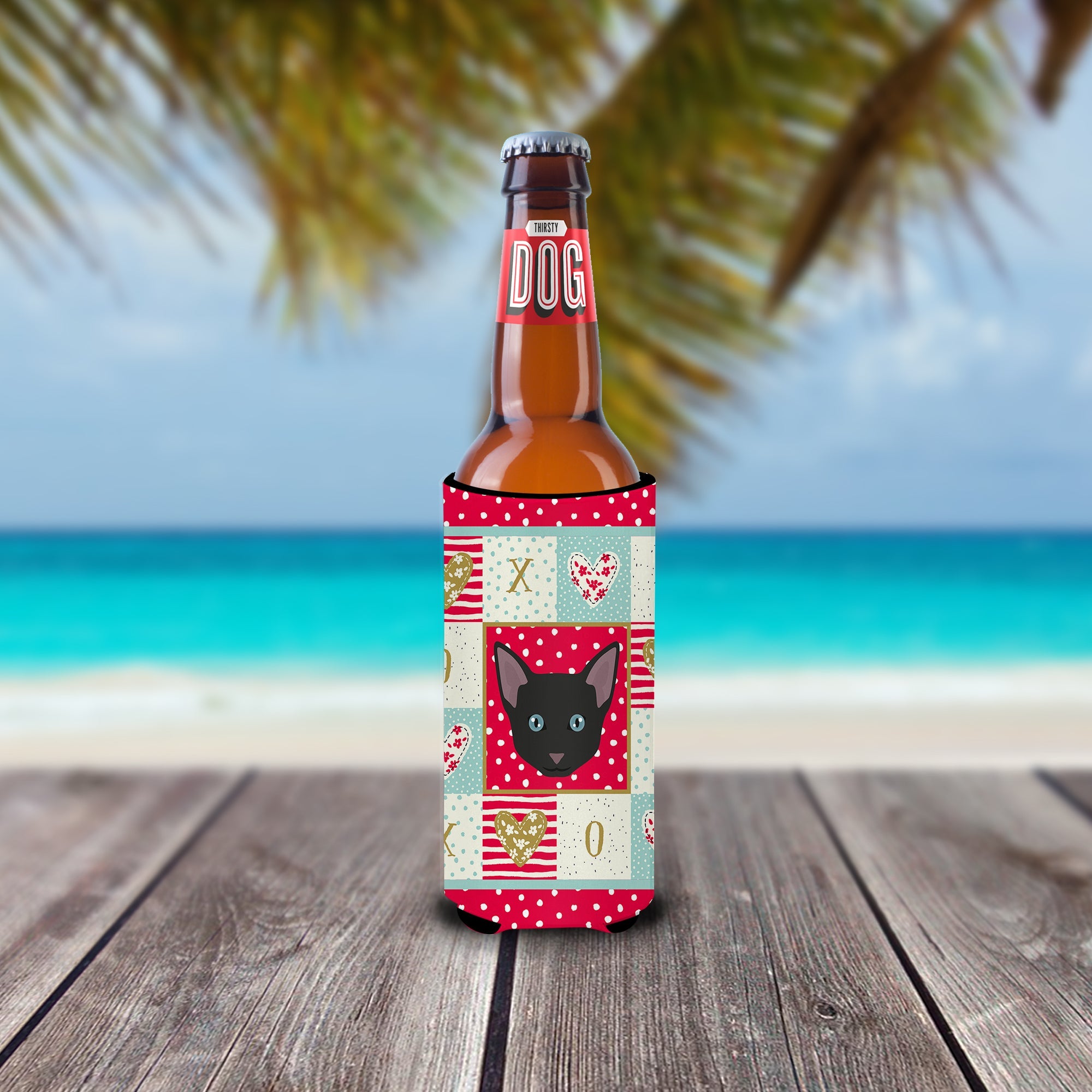 Russian White Black Cat Love Slim Can Hugger , Insulated Foam Hugger for 12 oz Slim Cans, Beer Bottles & Water Bottles, Printed in USA
