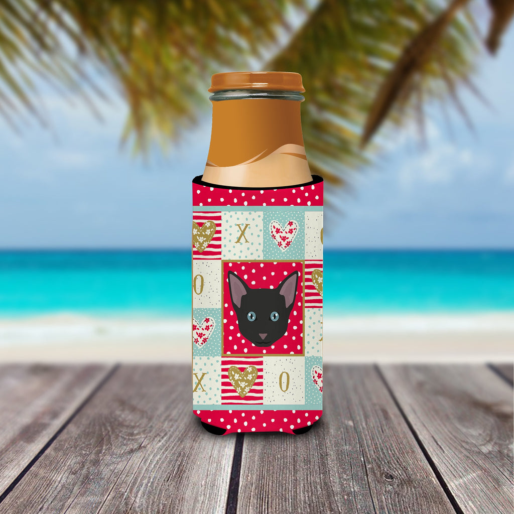 Russian White Black Cat Love Slim Can Hugger , Insulated Foam Hugger for 12 oz Slim Cans, Beer Bottles & Water Bottles, Printed in USA