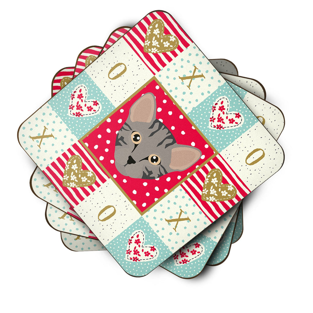 Safari Cat Love Foam Coasters Set of 4 Cup Coasters for Indoor Outdoor, Tabletop Protection, Anti Slip, Mouse pad Material