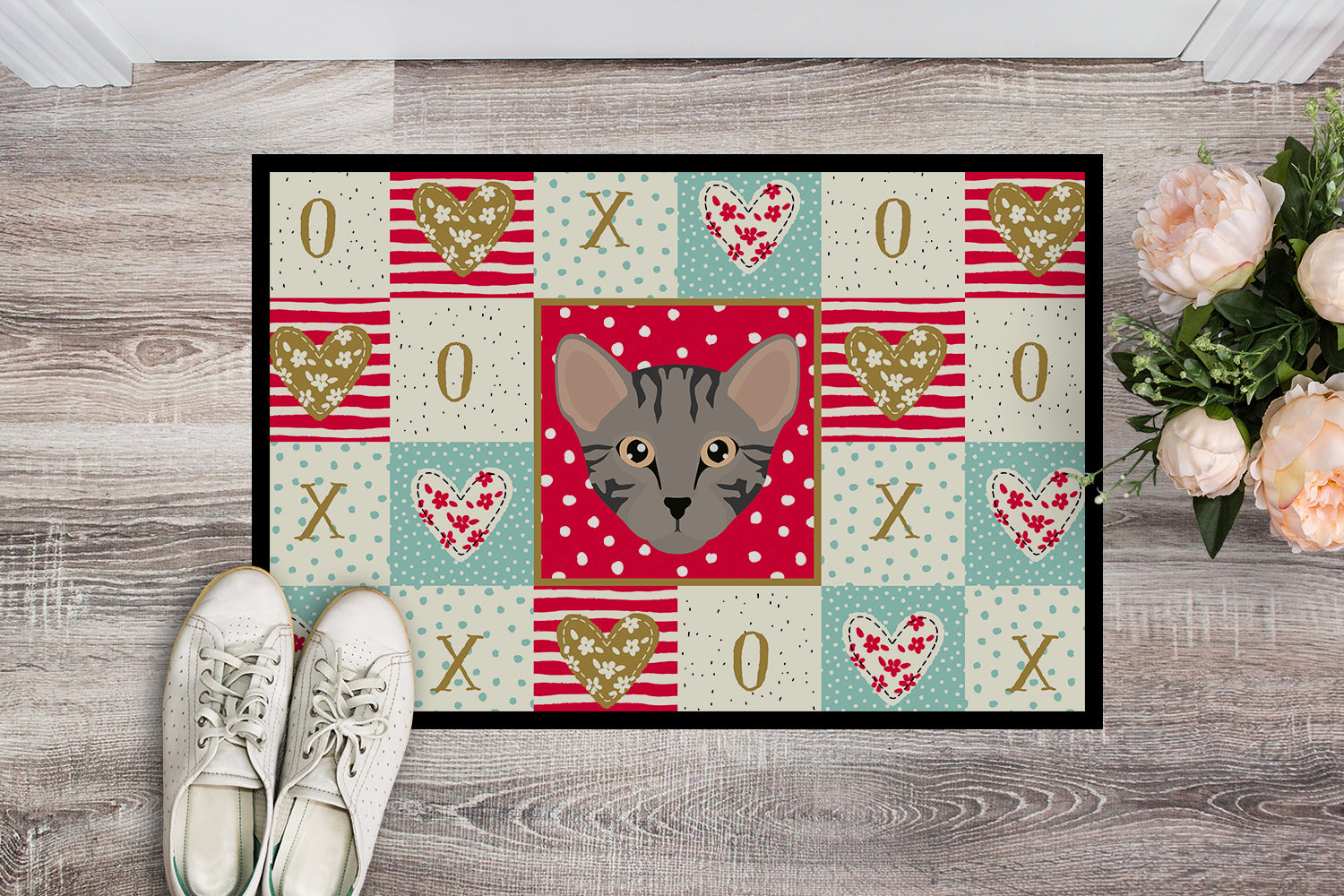 Safari Cat Love Doormat Indoor Outdoor 18H X 27W Front Door Mat Rugs for Entryway, Non Slip Washable