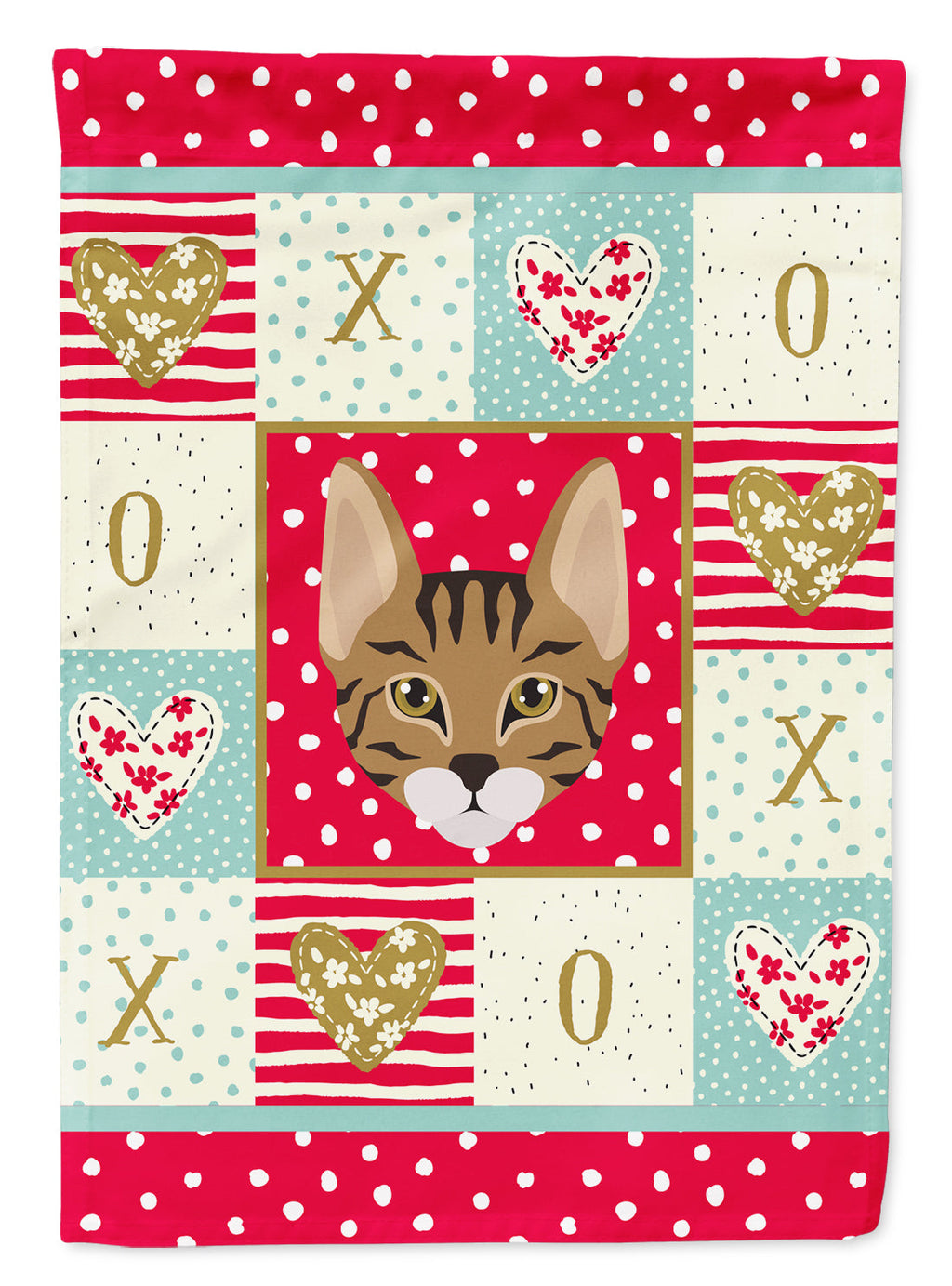 Savannah Cat Love House Flag 28x40 Porch Sleeve Pole Decorative Outside Yard Banner Artwork Wall Hanging, Polyester