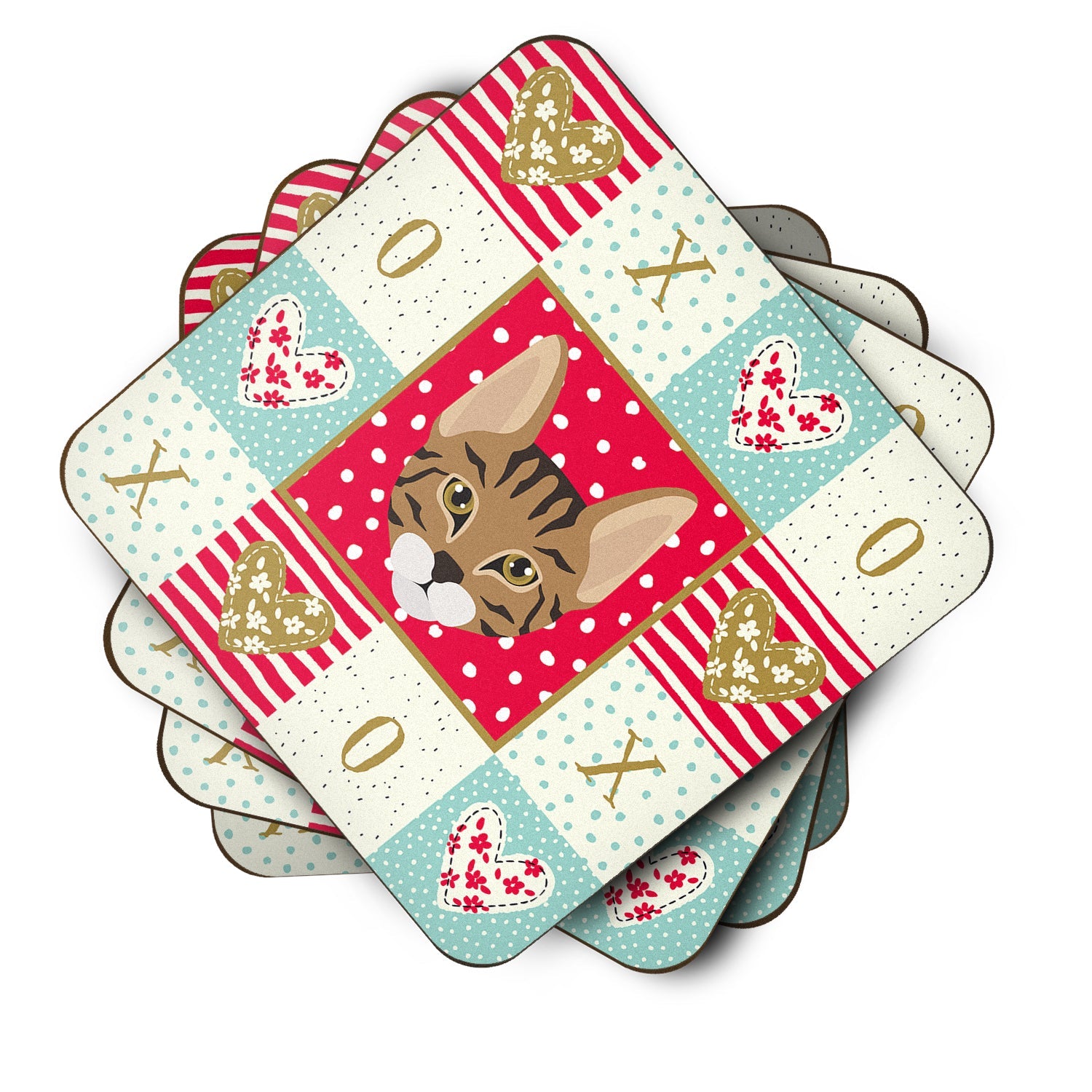 Savannah Cat Love Foam Coasters Set of 4 Cup Coasters for Indoor Outdoor, Tabletop Protection, Anti Slip, Mouse pad Material