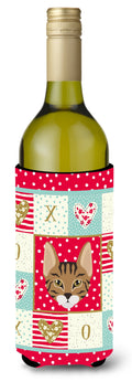 Savannah Cat Love Wine Bottle Hugger Gift Sleeve for Standard 750 ml Bottles, Insulated Reusable Also Fits Mini Shot & Pint Bottles
