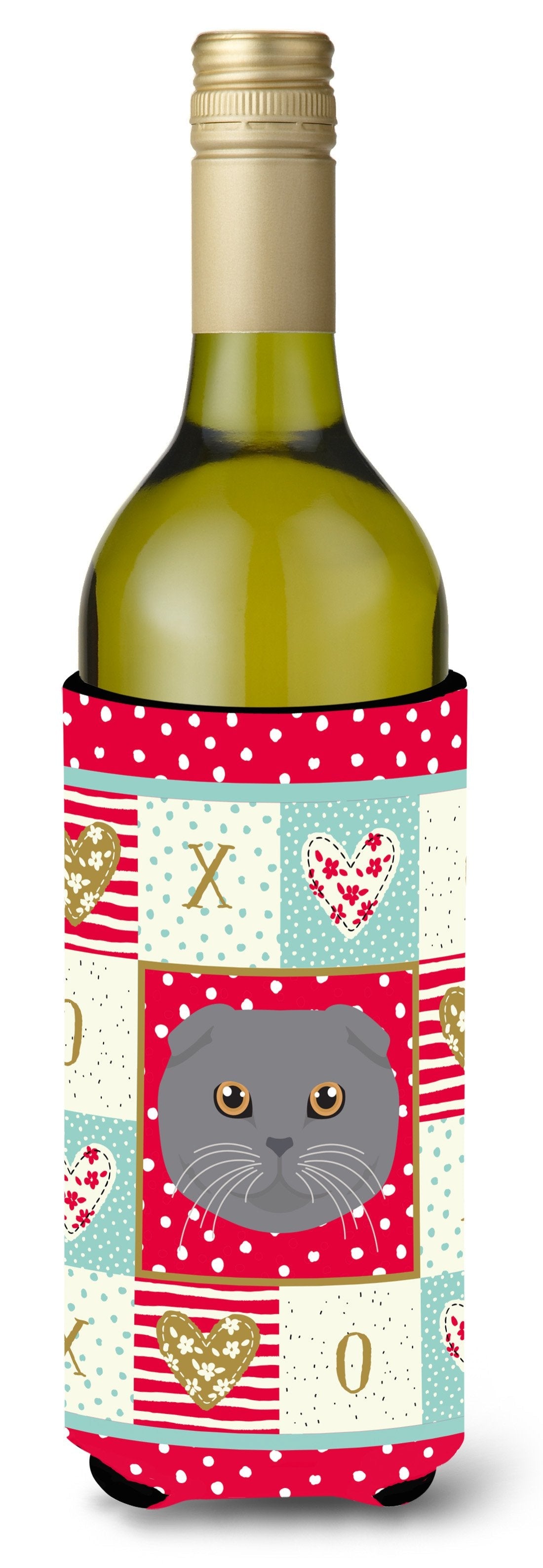 Scottish Fold Cat Love Wine Bottle Hugger Gift Sleeve for Standard 750 ml Bottles, Insulated Reusable Also Fits Mini Shot & Pint Bottles