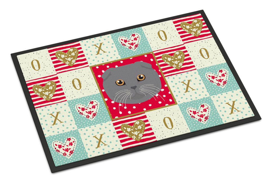 Scottish Fold Cat Love Doormat Indoor Outdoor 18H X 27W Front Door Mat Rugs for Entryway, Non Slip Washable