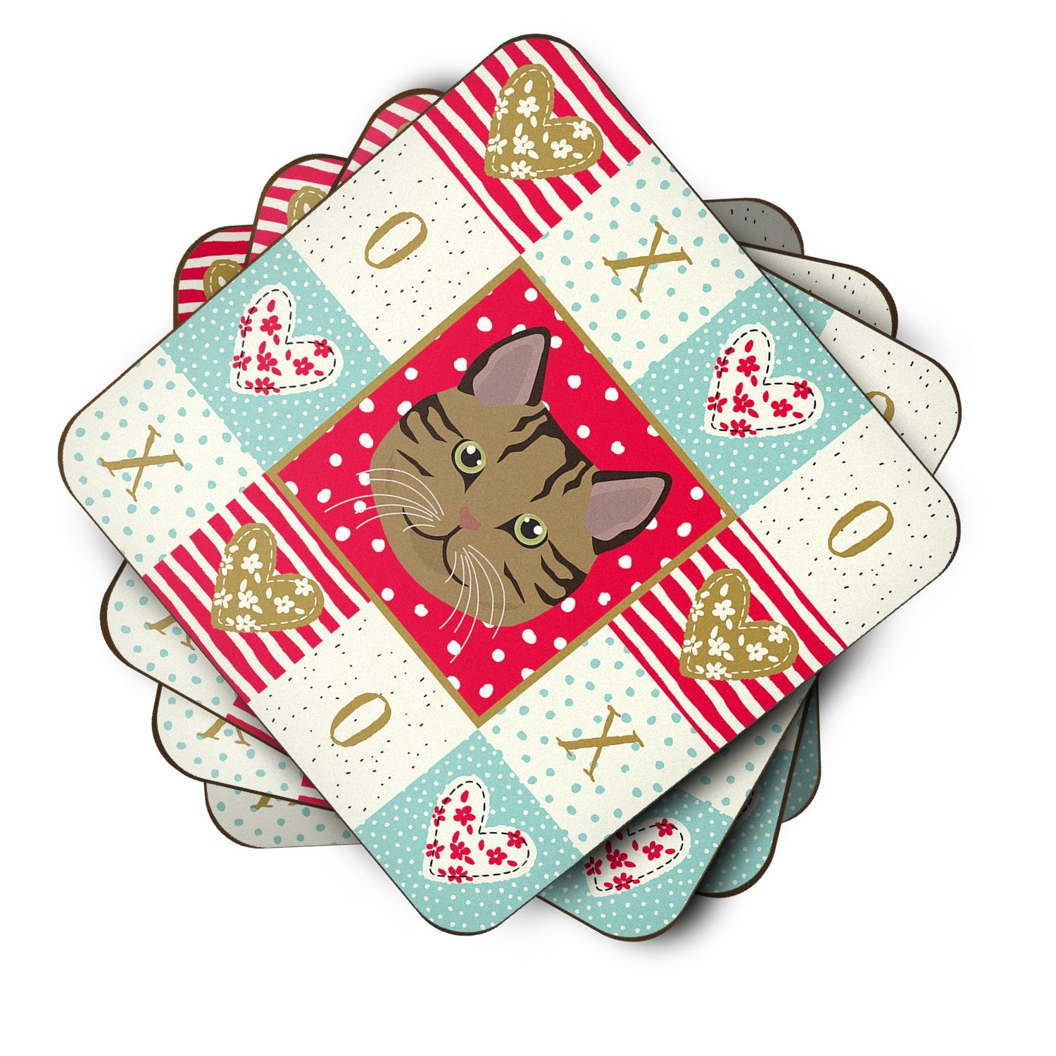 Scottish Straight Cat Love Foam Coasters Set of 4 Cup Coasters for Indoor Outdoor, Tabletop Protection, Anti Slip, Mouse pad Material