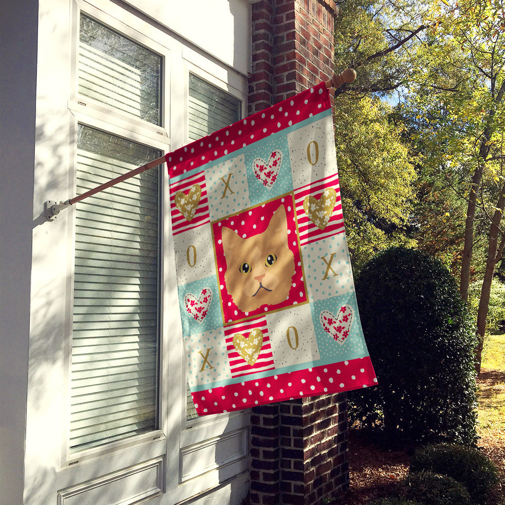 Selkirk Rex Cat Love House Flag 28x40 Porch Sleeve Pole Decorative Outside Yard Banner Artwork Wall Hanging, Polyester