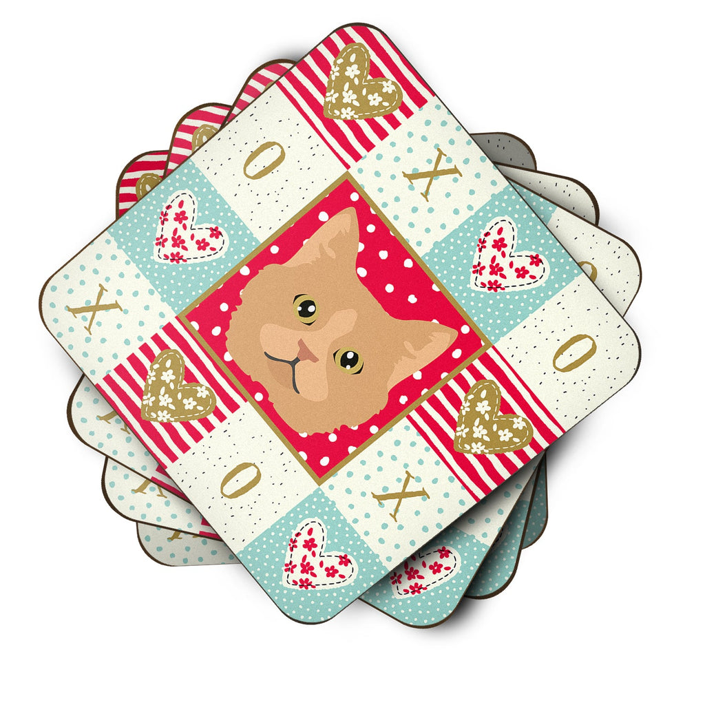 Selkirk Rex Cat Love Foam Coasters Set of 4 Cup Coasters for Indoor Outdoor, Tabletop Protection, Anti Slip, Mouse pad Material
