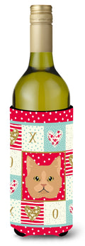 Selkirk Rex Cat Love Wine Bottle Hugger Gift Sleeve for Standard 750 ml Bottles, Insulated Reusable Also Fits Mini Shot & Pint Bottles