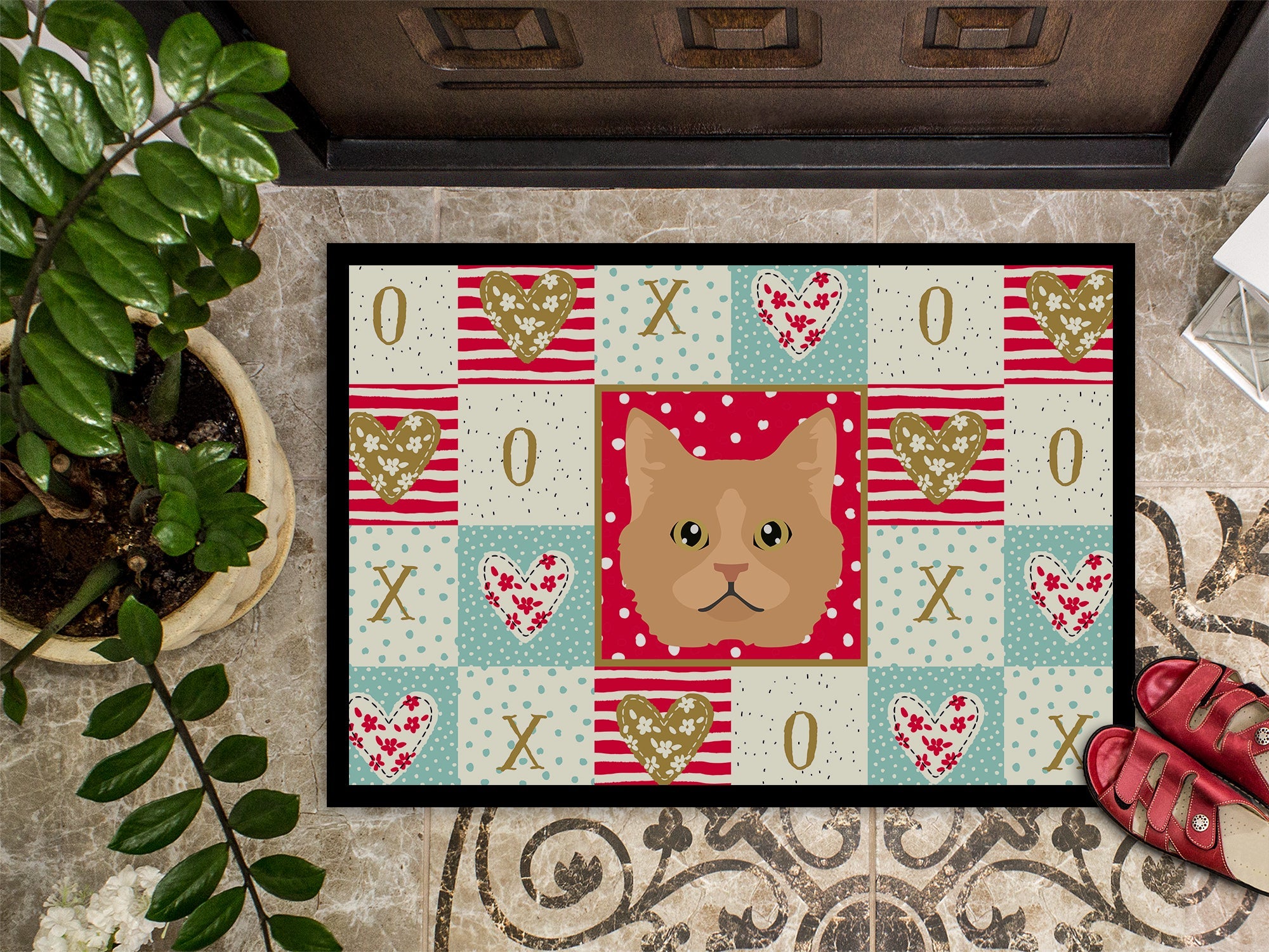 Selkirk Rex Cat Love Doormat Indoor Outdoor 18H X 27W Front Door Mat Rugs for Entryway, Non Slip Washable