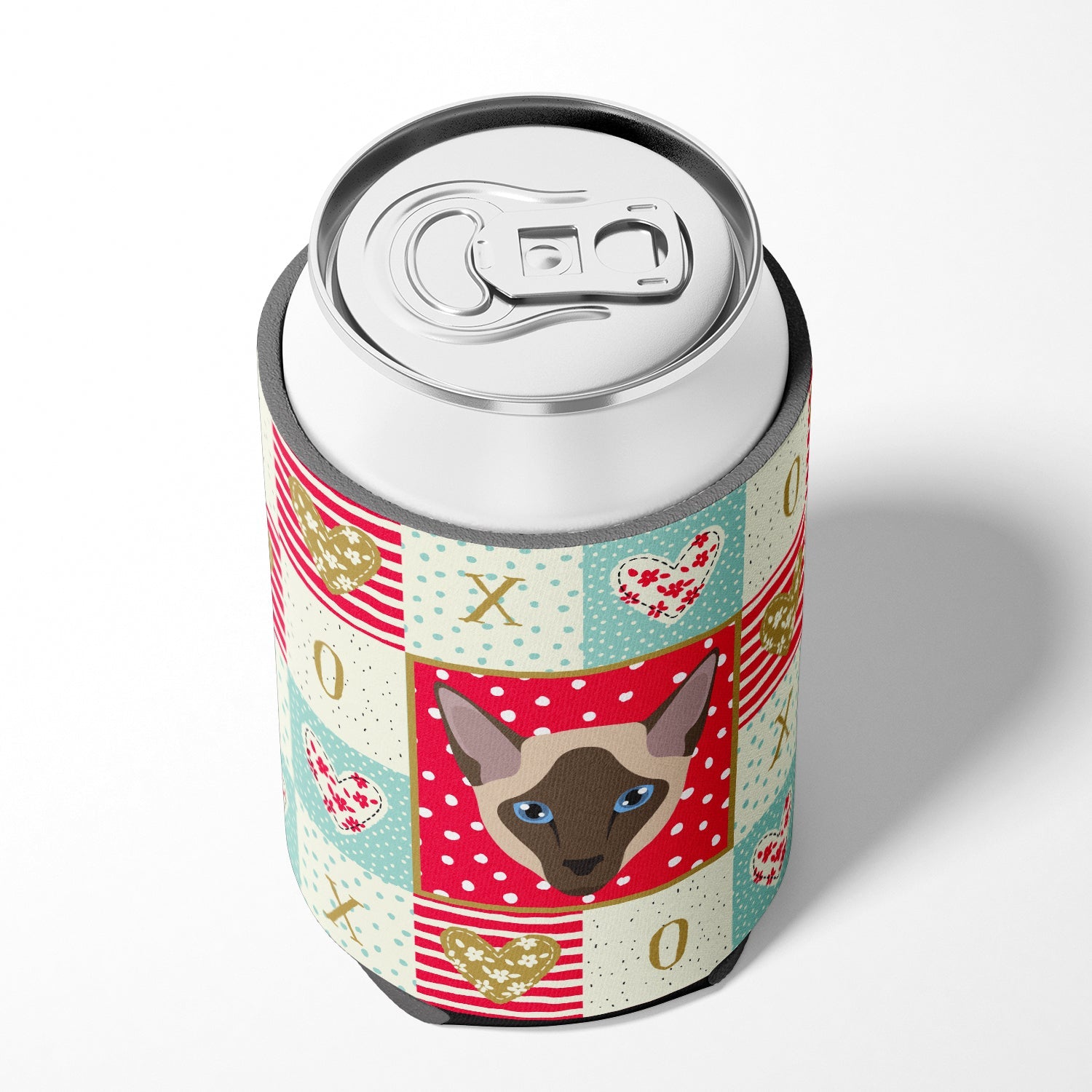 Siamese Modern Cat Love Can or Bottle Hugger Cooler Sleeve for Standard 12 oz Cans, Insulated Foam Beer & Soda Can Hugger Reusable
