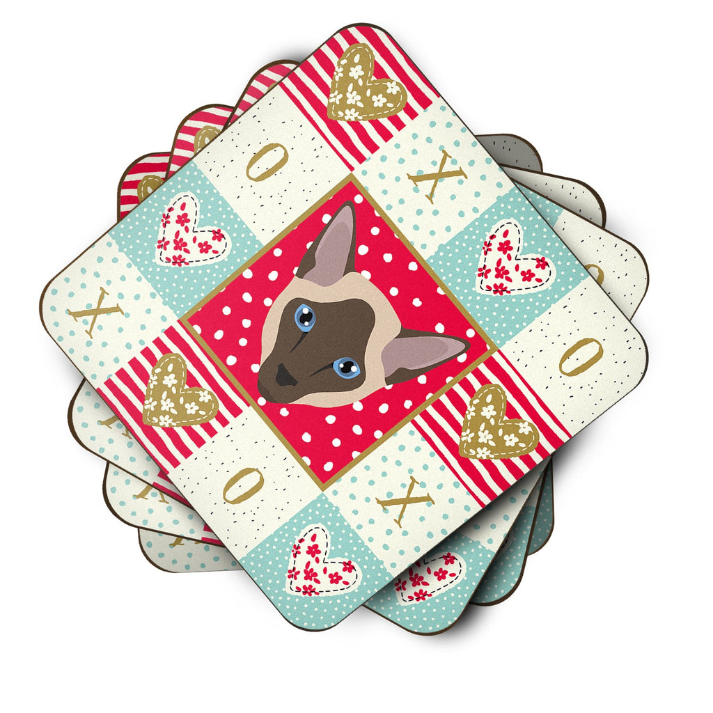 Siamese Modern Cat Love Foam Coasters Set of 4 Cup Coasters for Indoor Outdoor, Tabletop Protection, Anti Slip, Mouse pad Material