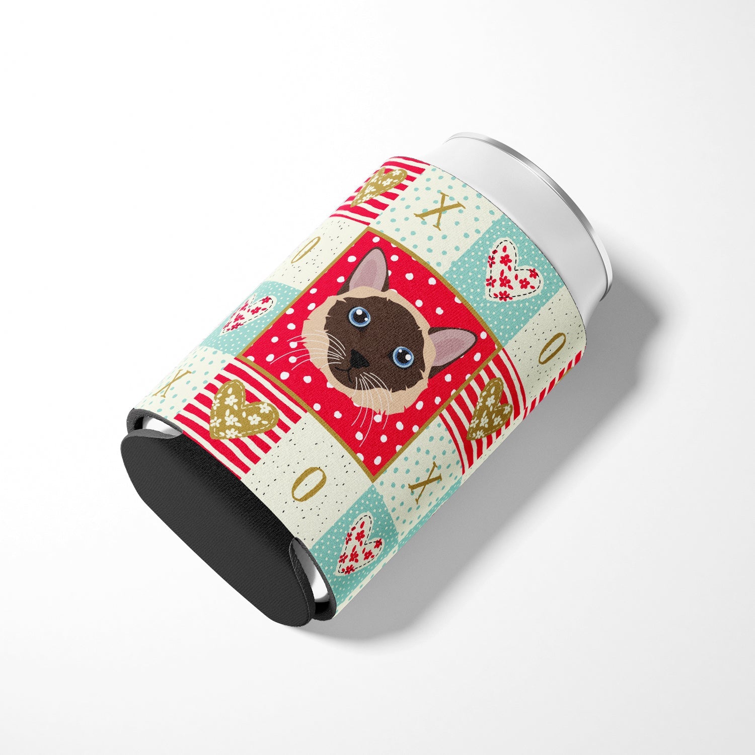 Siamese Traditional Cat Love Can or Bottle Hugger Cooler Sleeve for Standard 12 oz Cans, Insulated Foam Beer & Soda Can Hugger Reusable