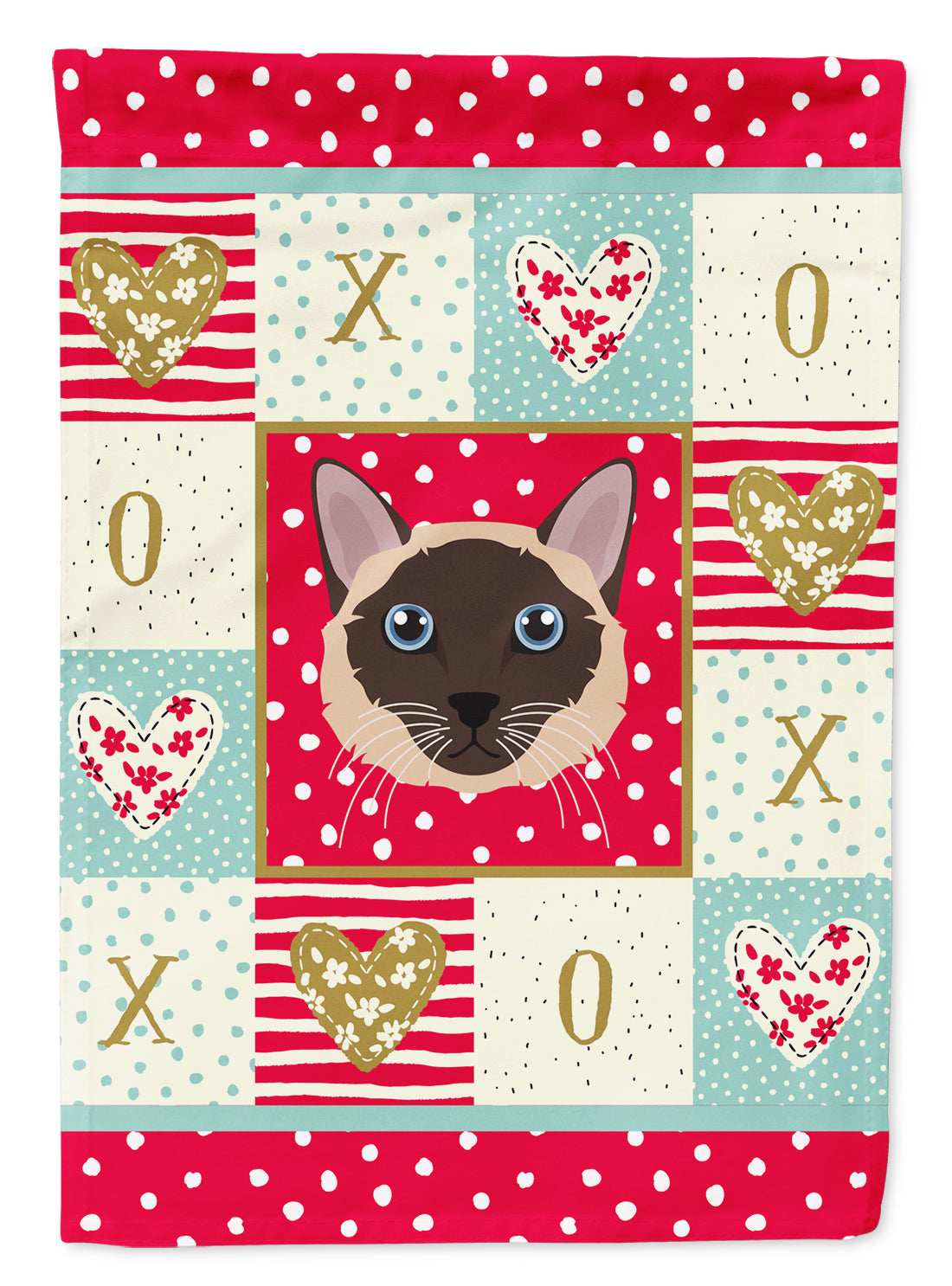 Siamese Traditional Cat Love House Flag 28x40 Porch Sleeve Pole Decorative Outside Yard Banner Artwork Wall Hanging, Polyester