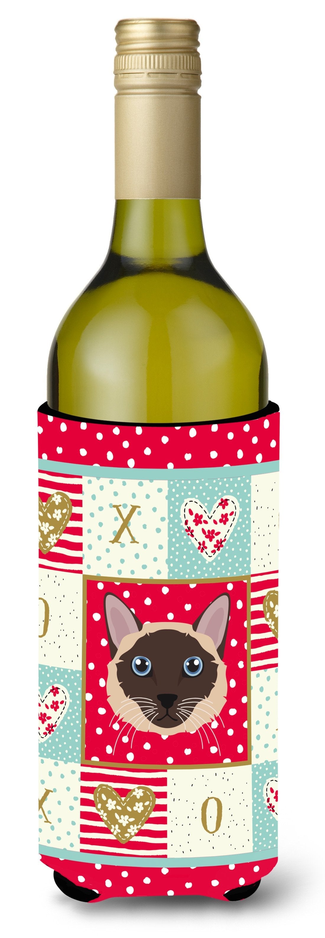 Siamese Traditional Cat Love Wine Bottle Hugger Gift Sleeve for Standard 750 ml Bottles, Insulated Reusable Also Fits Mini Shot & Pint Bottles