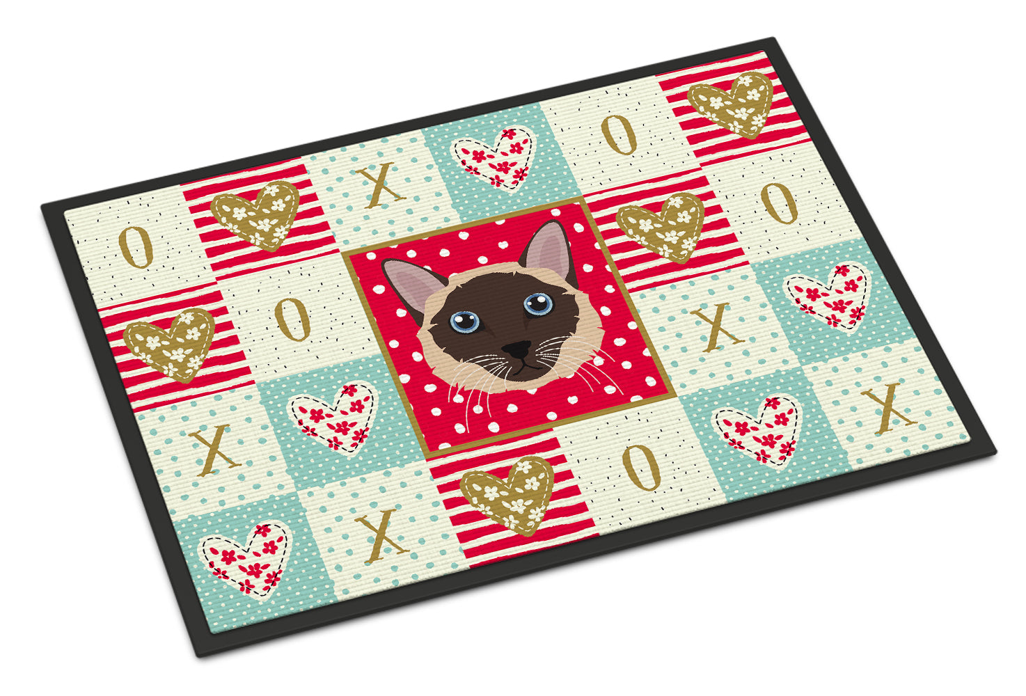 Siamese Traditional Cat Love Doormat Indoor Outdoor 18H X 27W Front Door Mat Rugs for Entryway, Non Slip Washable