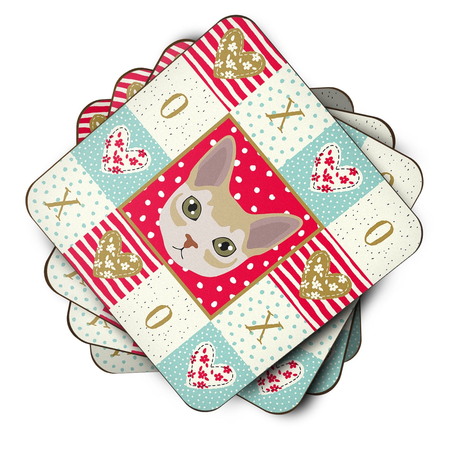 Singapura Cat Love Foam Coasters Set of 4 Cup Coasters for Indoor Outdoor, Tabletop Protection, Anti Slip, Mouse pad Material