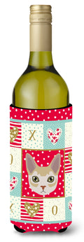 Singapura Cat Love Wine Bottle Hugger Gift Sleeve for Standard 750 ml Bottles, Insulated Reusable Also Fits Mini Shot & Pint Bottles