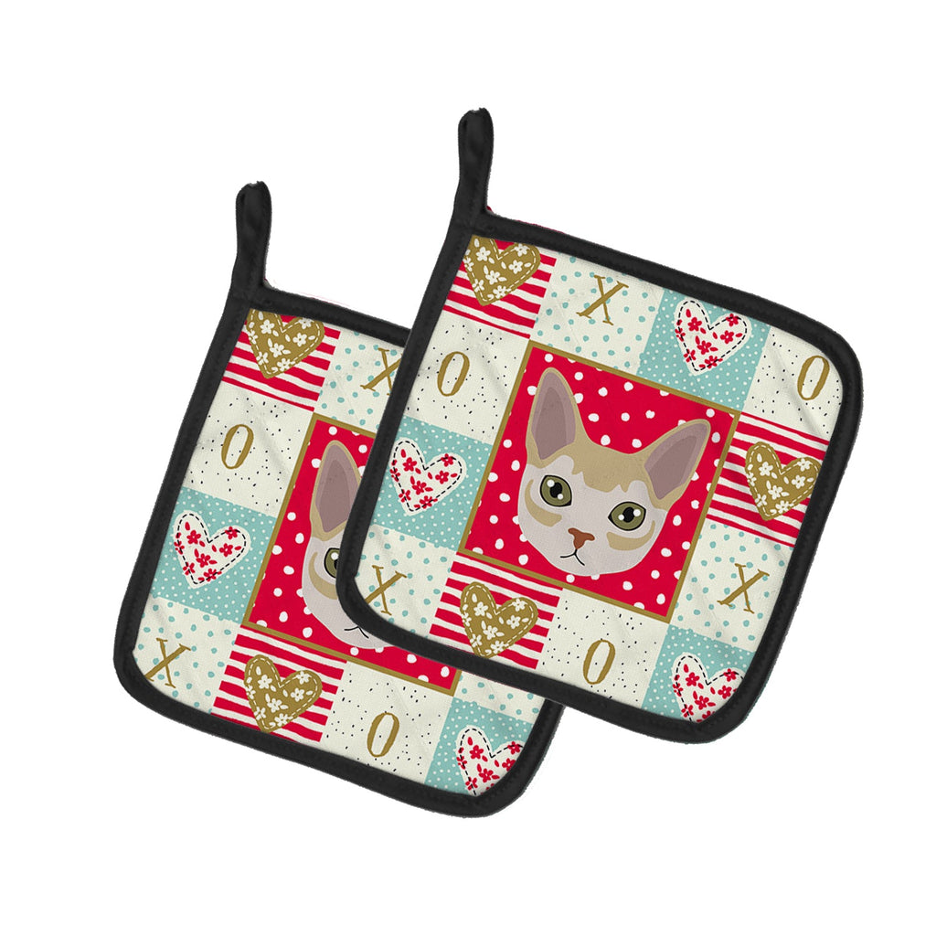 Singapura Cat Love Pot Holder Set of 2 Heat Resistant Quilted Hot Pads 7.5 x 7.5 Inch, Insulated Kitchen Trivets for Cooking & Baking