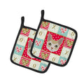 Singapura Cat Love Pot Holder Set of 2 Heat Resistant Quilted Hot Pads 7.5 x 7.5 Inch, Insulated Kitchen Trivets for Cooking & Baking