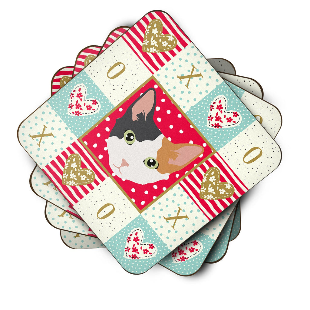 Skookum Cat Love Foam Coasters Set of 4 Cup Coasters for Indoor Outdoor, Tabletop Protection, Anti Slip, Mouse pad Material