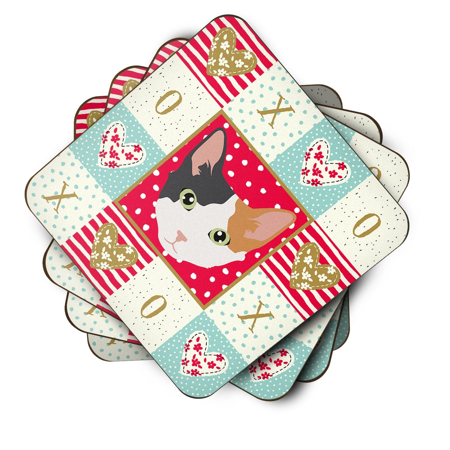 Skookum Cat Love Foam Coasters Set of 4 Cup Coasters for Indoor Outdoor, Tabletop Protection, Anti Slip, Mouse pad Material