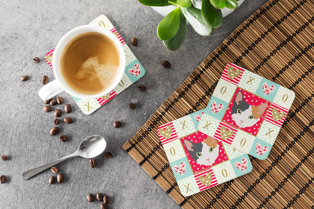 Skookum Cat Love Foam Coasters Set of 4 Cup Coasters for Indoor Outdoor, Tabletop Protection, Anti Slip, Mouse pad Material