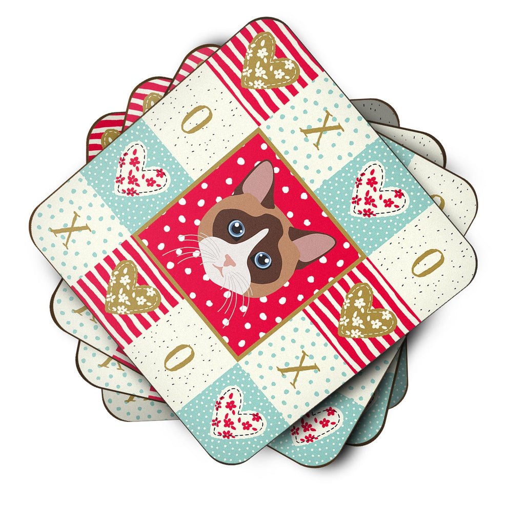 Snowshoe Cat Love Foam Coasters Set of 4 Cup Coasters for Indoor Outdoor, Tabletop Protection, Anti Slip, Mouse pad Material
