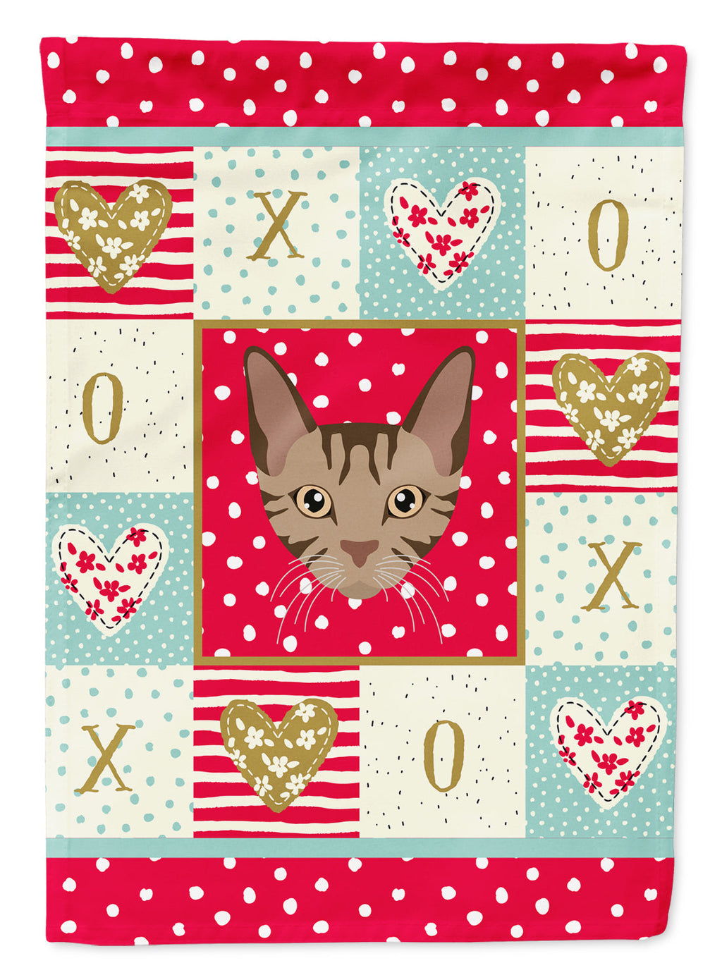 Sokoke Cat Love House Flag 28x40 Porch Sleeve Pole Decorative Outside Yard Banner Artwork Wall Hanging, Polyester