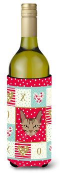 Sokoke Cat Love Wine Bottle Hugger Gift Sleeve for Standard 750 ml Bottles, Insulated Reusable Also Fits Mini Shot & Pint Bottles