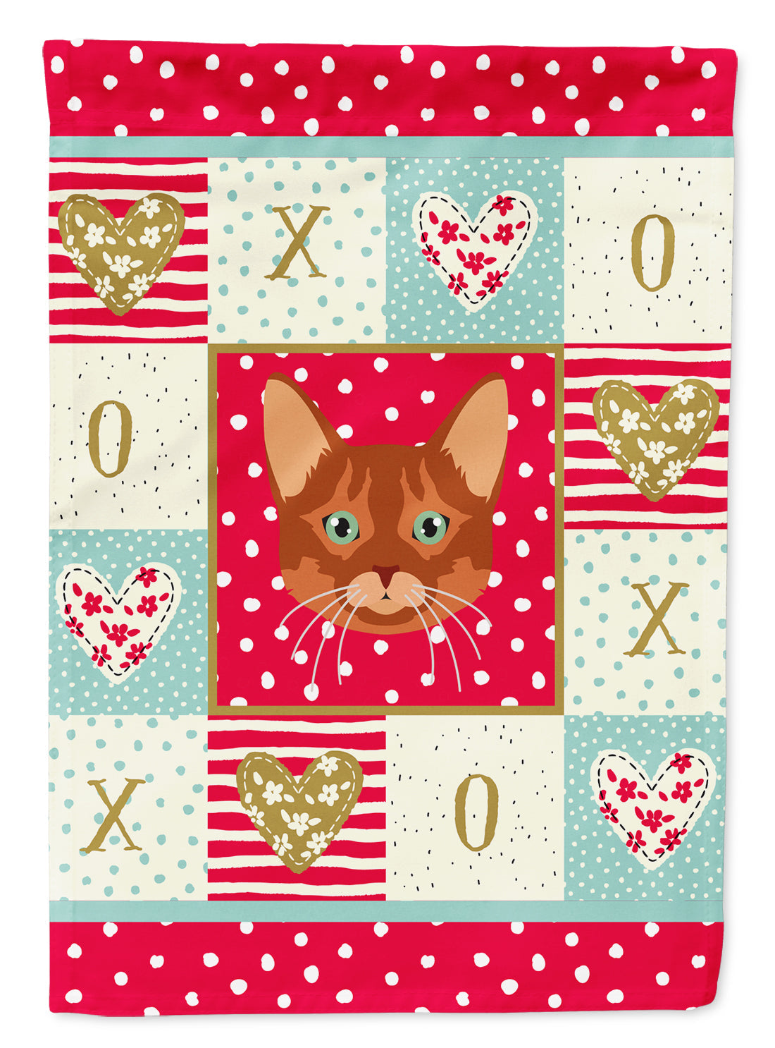 Somali Cat Love House Flag 28x40 Porch Sleeve Pole Decorative Outside Yard Banner Artwork Wall Hanging, Polyester