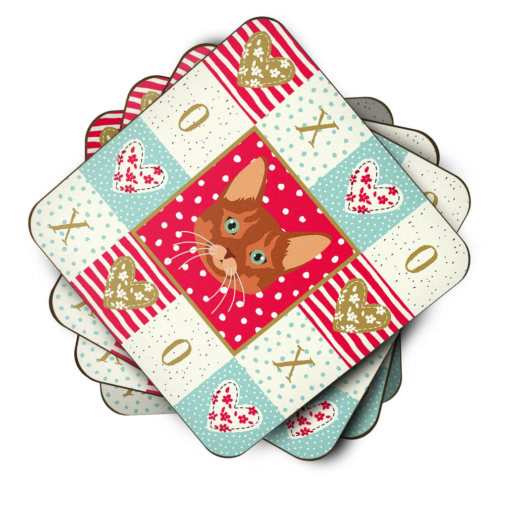 Somali Cat Love Foam Coasters Set of 4 Cup Coasters for Indoor Outdoor, Tabletop Protection, Anti Slip, Mouse pad Material