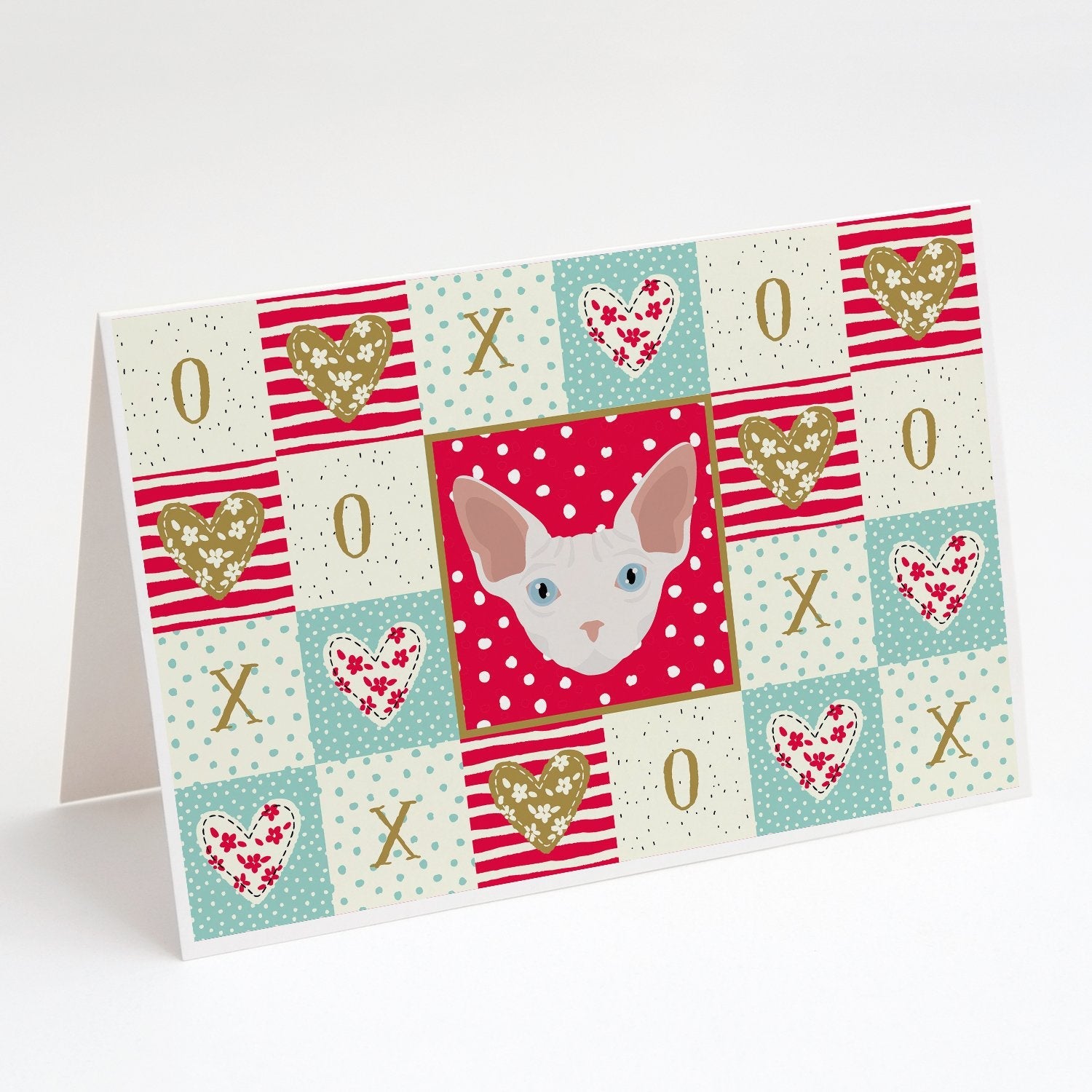 Sphynx Cat Love Greeting Cards Pack of 8 Blank Cards with Envelopes Whimsical A7 Size 5x7