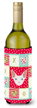 Sphynx Cat Love Wine Bottle Hugger Gift Sleeve for Standard 750 ml Bottles, Insulated Reusable Also Fits Mini Shot & Pint Bottles